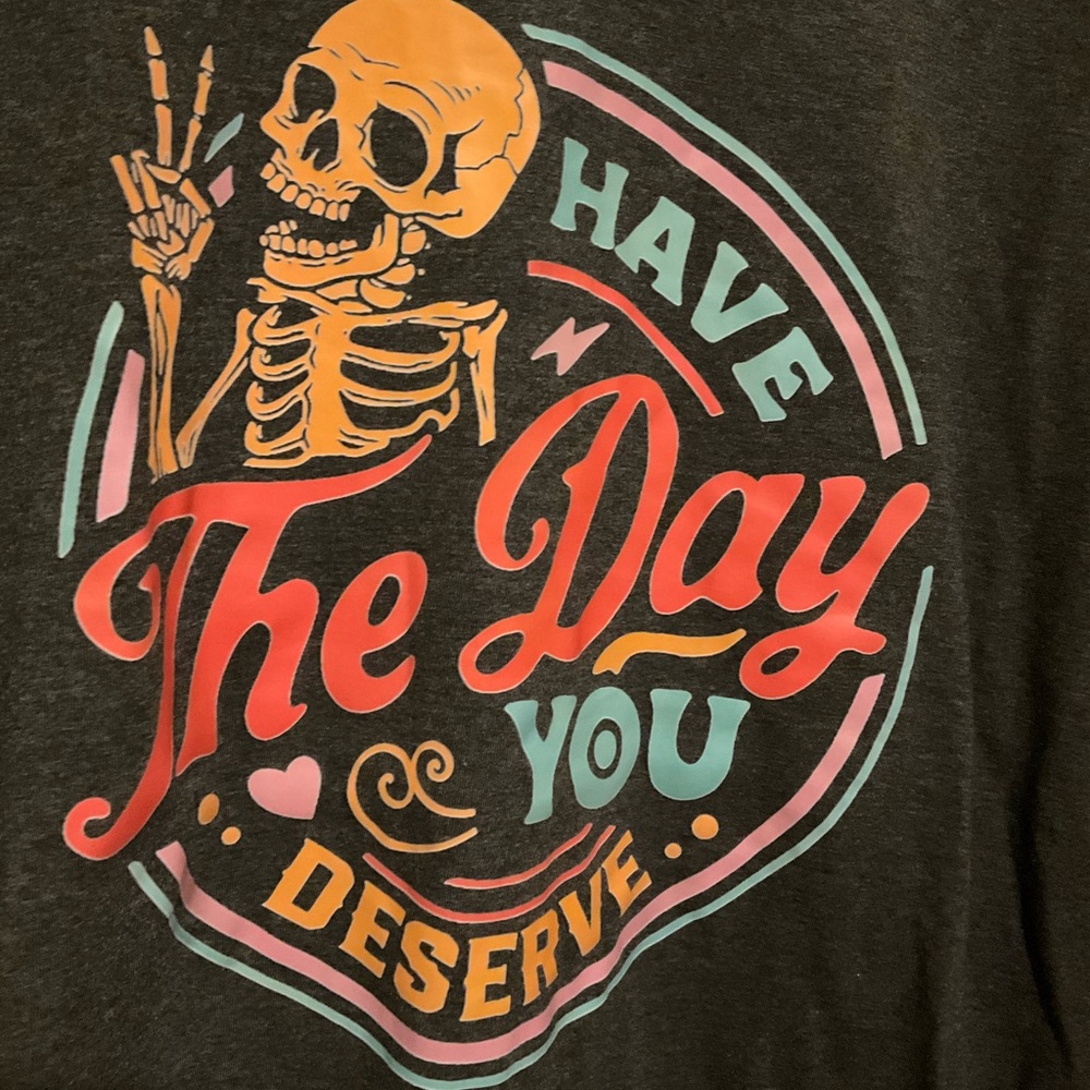 Dark Tee with Skeleton Graphic - Picture 3 of 6